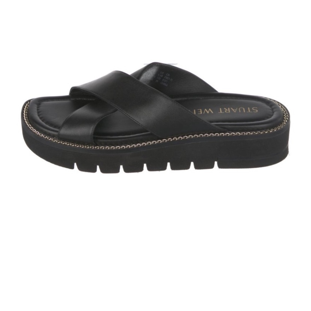 Stuart Weitzman Black Crisscross Sandals